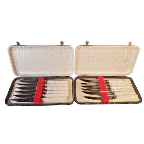 Vintage Faux Mother of Pearl Knife Set,  Made in England - Picture 2 of 9